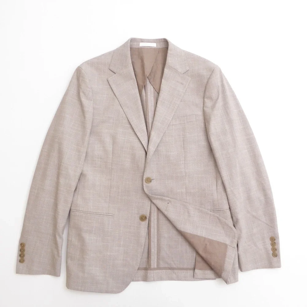 Calvin Klein Mens Blazer Beige Recycled Polyester Viscose Blend 40R Slim Fit